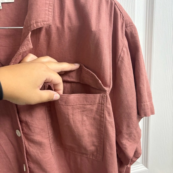 Madewell Linen Camp Shirt Womens XXL Lagenlook Button Up Collared - Picture 6 of 10